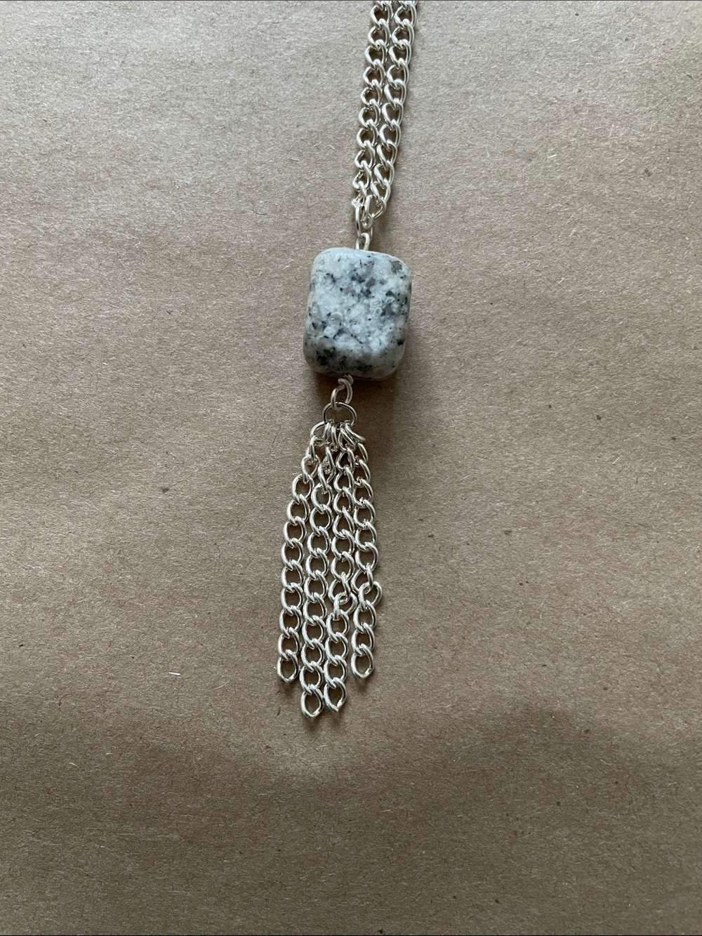 Grey, black, white spotted Dangle Chain Necklace